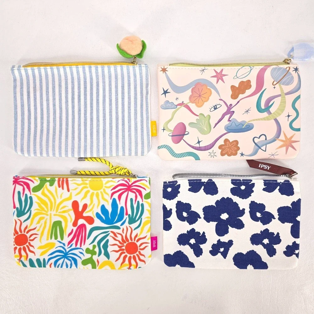 8 IPSY Makeup Bags Cosmetic Pouches Travel Glam Boho Zipper Assorted Floral
